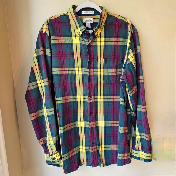 L.L. Bean Other - VTG LL Bean Flannel Shirt Men's XL Tall Colorful Plaid Cottagecore Gorpcore